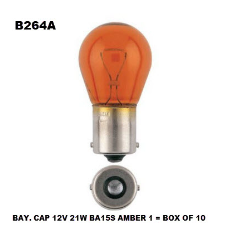 Bayonet Globe BA15S - 12V 21W Amber (10 Pack)