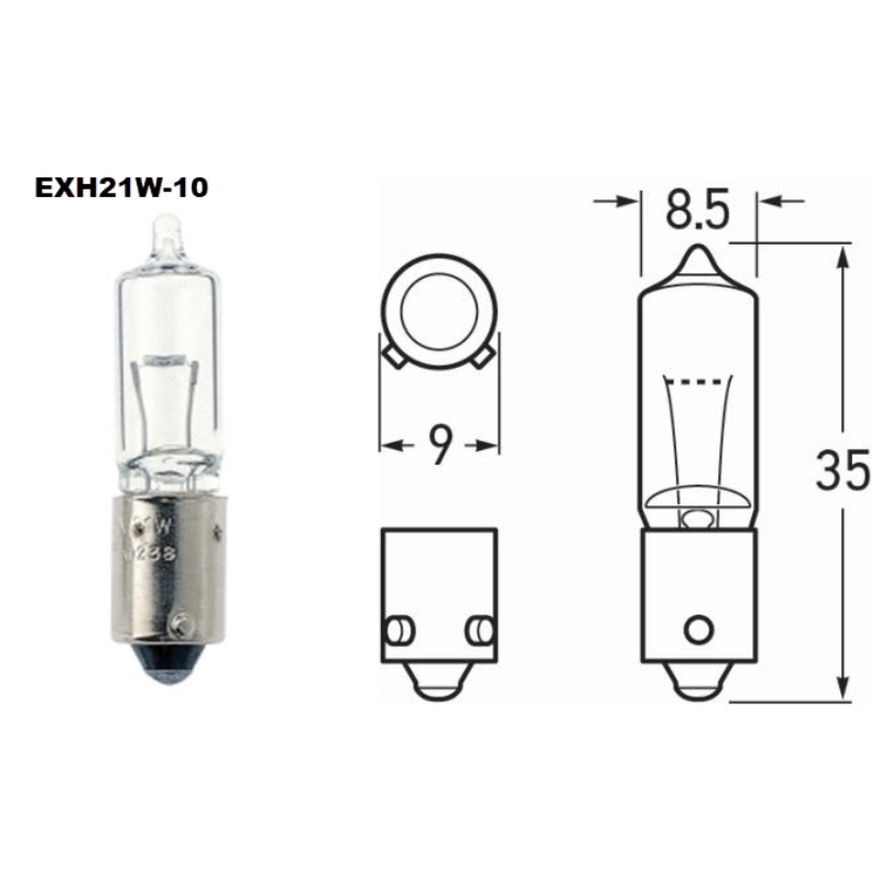 Halogen Bayonet Globe - H21W 12V 21W BAY9S (10 Pack)