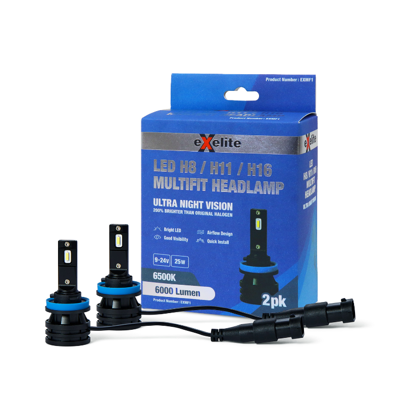 Exelite Multifit LED Headlamp H8, H11, H16 (2 Pack)