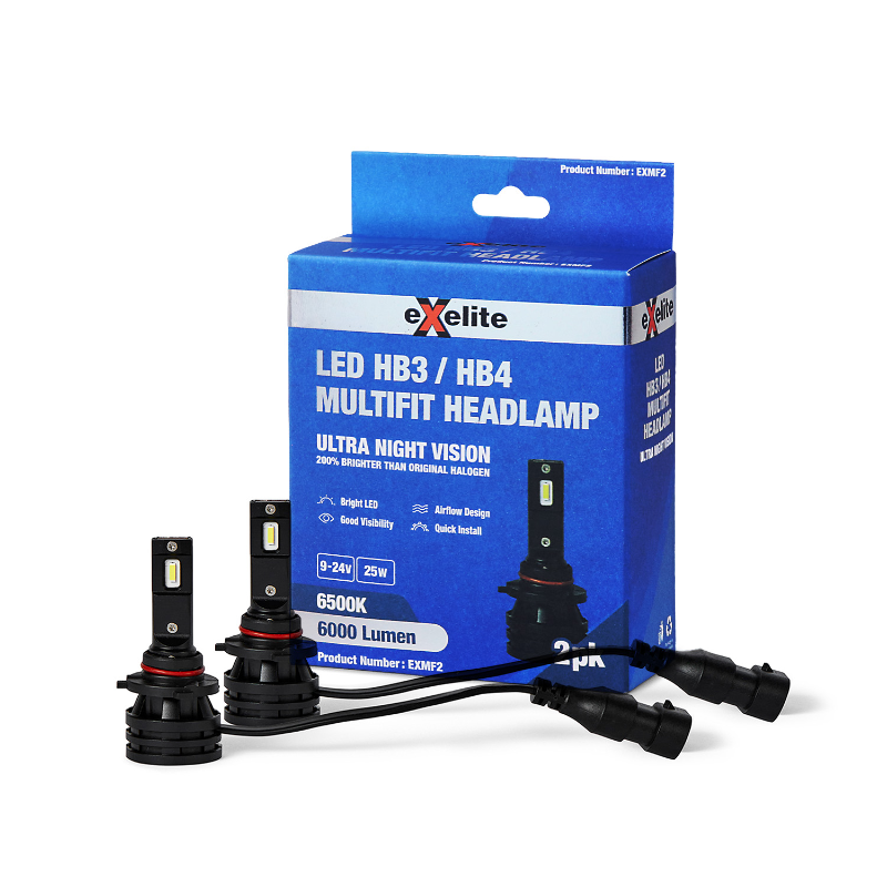Exelite Multifit LED Headlamp HB3, HB4 (2 Pack)
