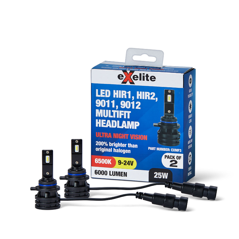 Exelite Multifit LED Headlamp HIR1, HIR2, 9011, 9012 (2 Pack)