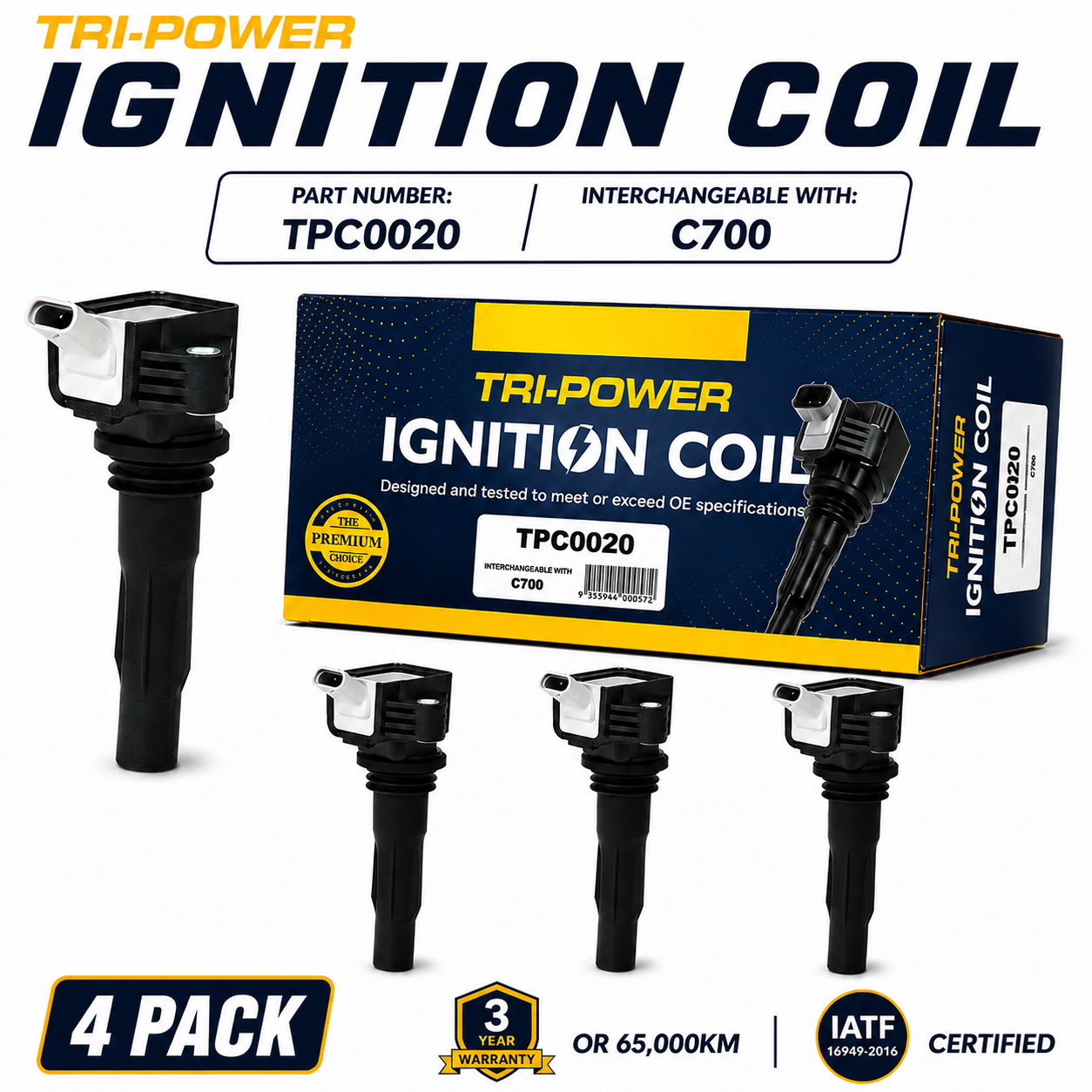Tri-Power Ignition Coil Kit [Suit MG 3, ZS, ZST] (4 Pack, TPC0020)