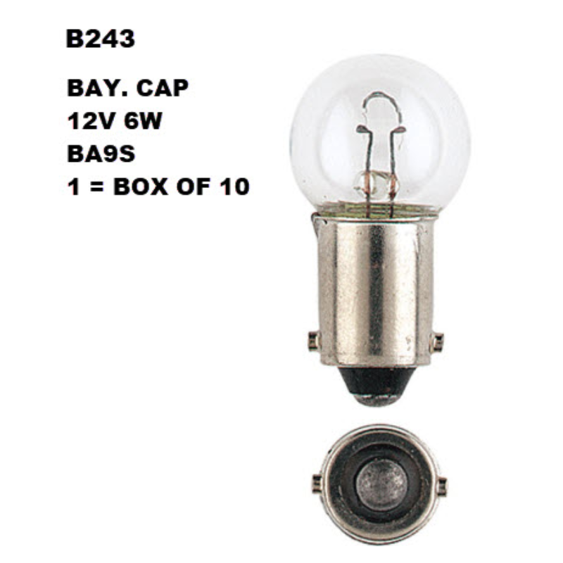 Bayonet Globe Ba9S - 12V 6W (10 Pack)