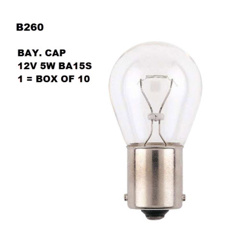 Bayonet Globe Ba15S - 12V 5W (10 Pack)