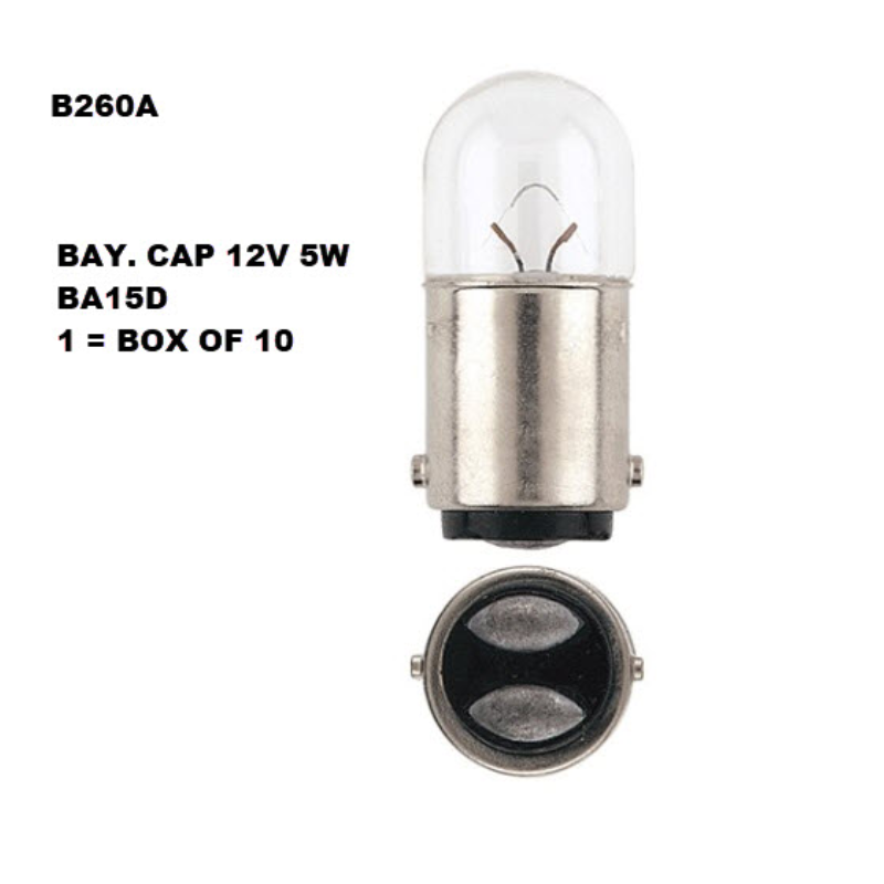 Bayonet Globe Ba15D - 12V 5W (10 Pack)