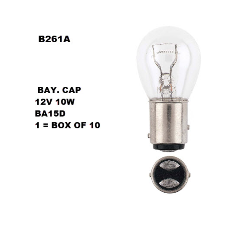 Bayonet Globe Ba15D - 12V 10W (10 Pack)