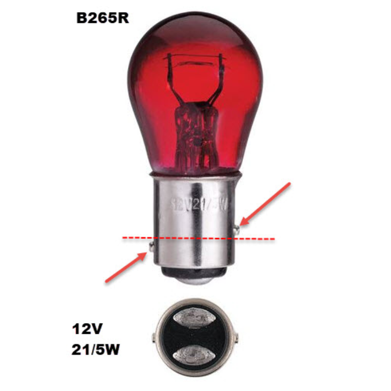 Bayonet Globe Bay15D - 12V 21/5W Red (10 Pack)