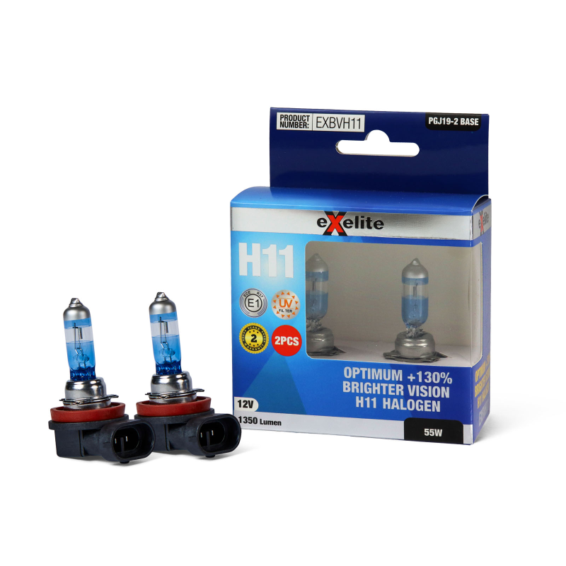 Halogen H11 12V 55W Plus 130% Performance Globes (2 Pack)