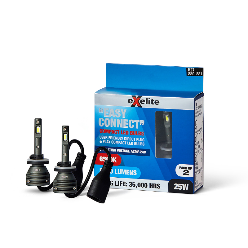 Exelite Easy Connect H27 LED Headlamp Globe (2 Pack)