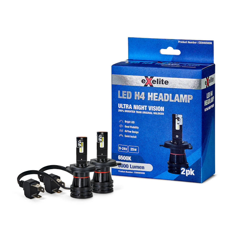 Exelite LED Headlamp H4 6500K (2 Pack)