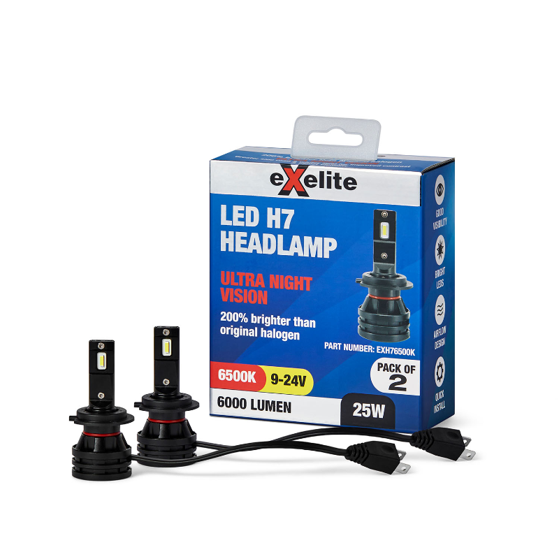 Exelite LED Headlamp H7 6500K (2 Pack)