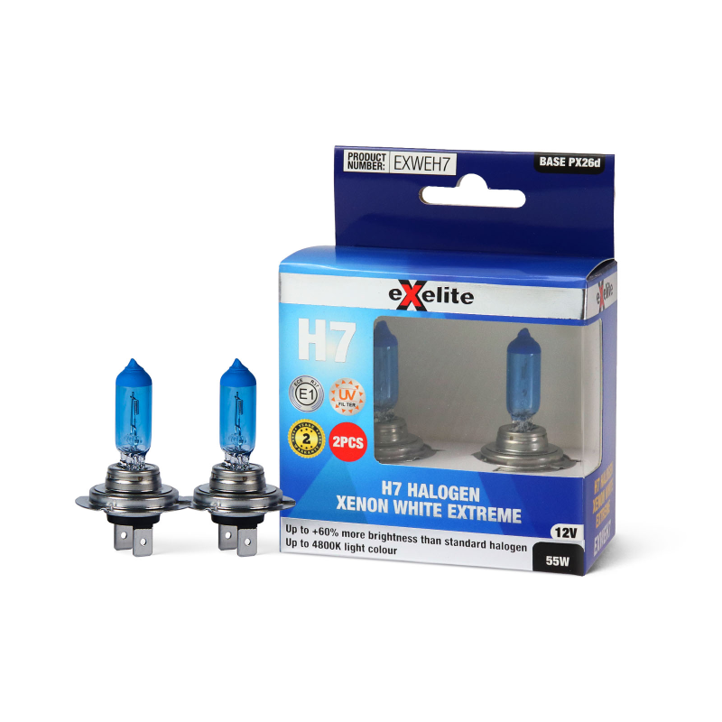 Halogen H7 12V 55W Xenon White Extreme Globes (2 PACK)