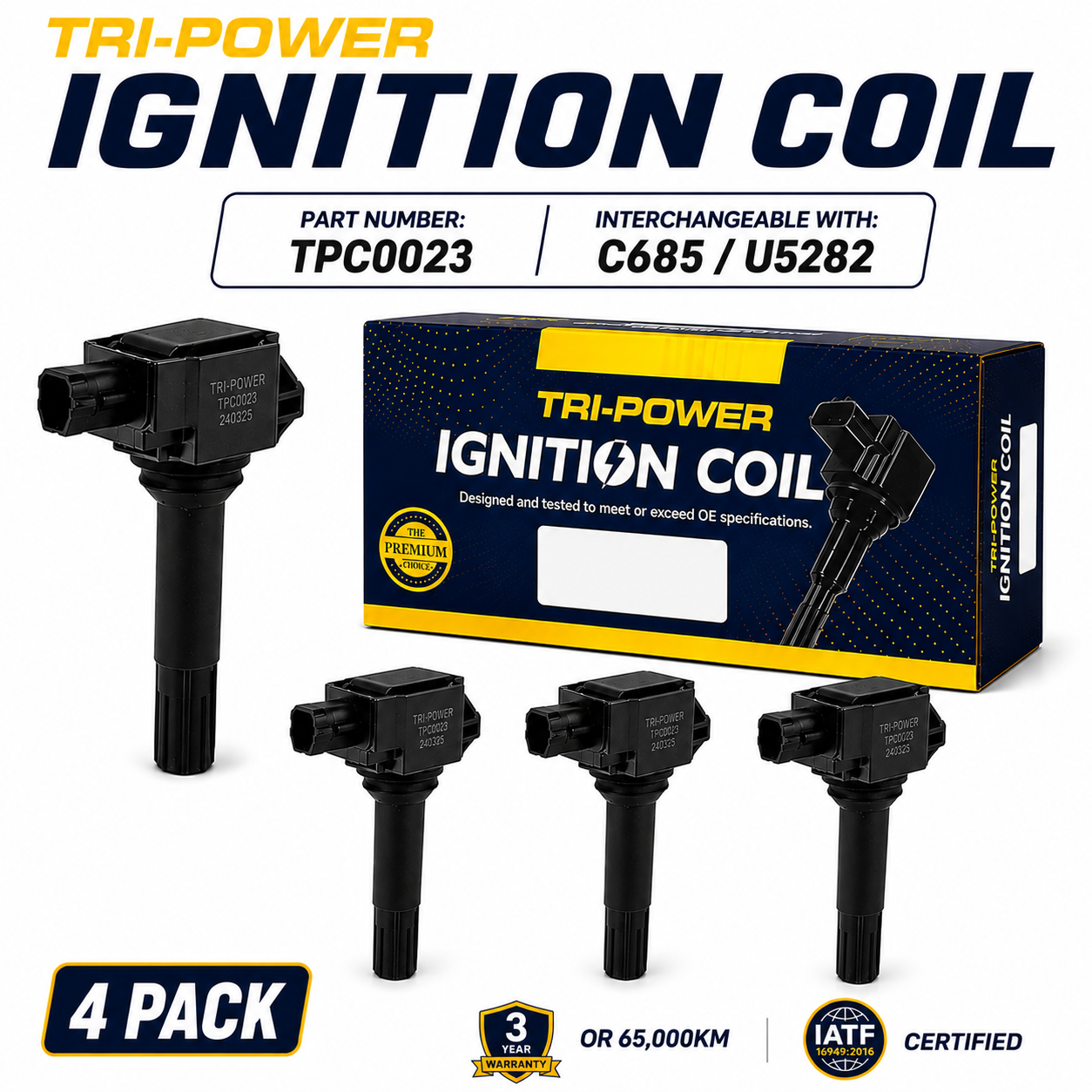 Tri-Power Ignition Coil Kit [Suit Subaru BRZ, Forester, Outback, WRX, Toyota 86]  (4 Pack, TPC0023)
